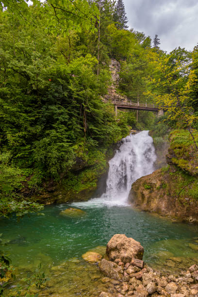 istock Beautiful waterfall in Vintgar gorge, Slovenia 1722166086