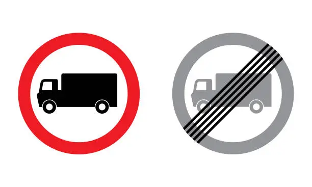 Vector illustration of No truck road sign