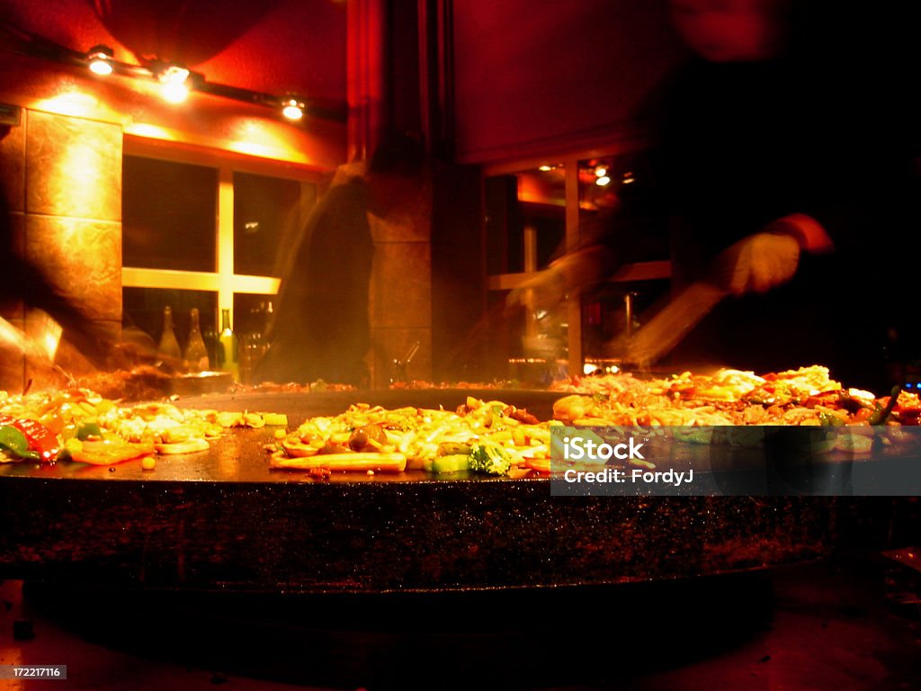 Hot Plate Food being prepared Mongolian style Mongolian Ethnicity Stock Photo