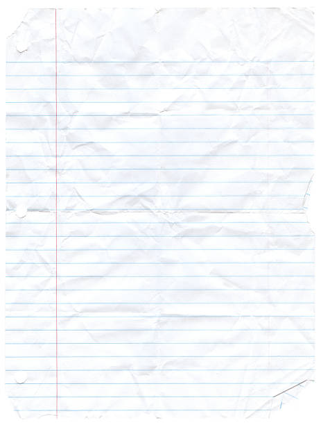 Notebook Paper Wrinkled - Wide Rule Great to use as a background. Also available on black. crumpled stock pictures, royalty-free photos & images