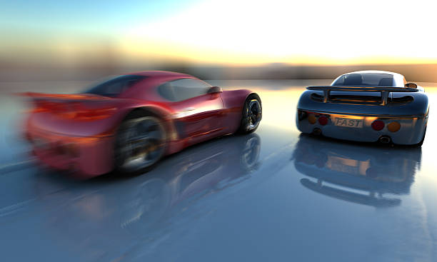 istock Two cars shown from behind in sunset 172217944