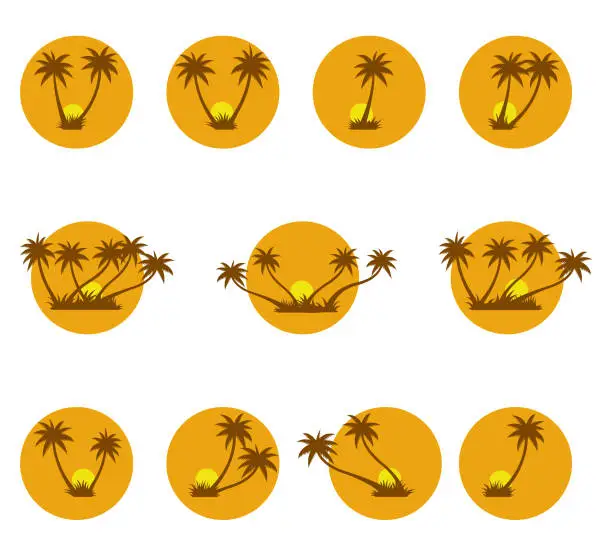Vector illustration of Coconut tree vector set