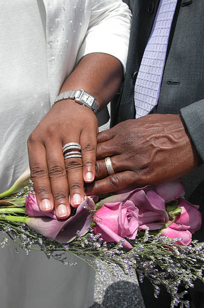 African American Wedding Hands stock photo