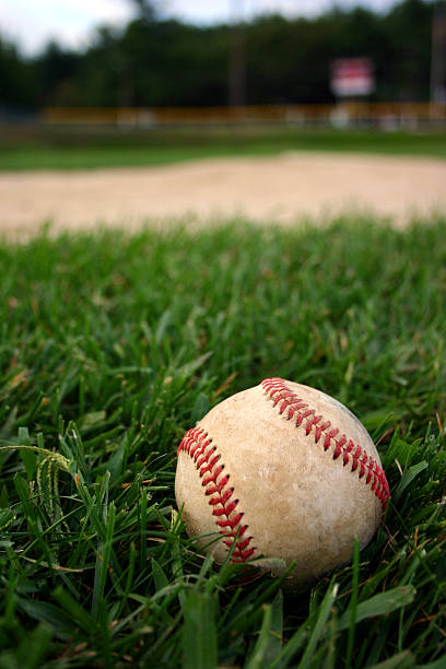 campo da baseball - baseballs baseball grass sky foto e immagini stock