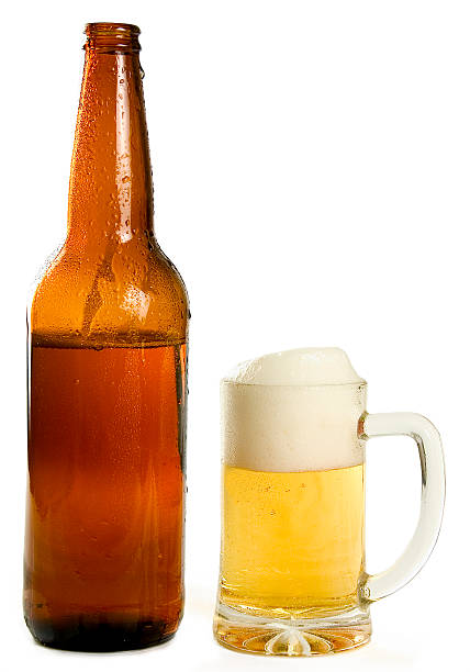 Cold Beer and Bottle "Beer and bottle on white background, isolatedGlasses of Beer:" froth beer bubble quencher stock pictures, royalty-free photos & images