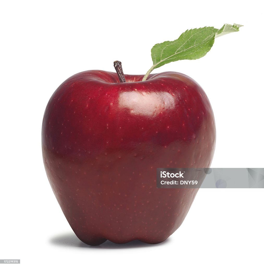 Red Apple A red Delicious Apple on white with leaf.To see more of my education images click on the link below Apple - Fruit Stock Photo