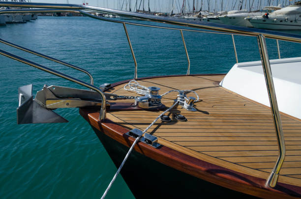 istock Anchor on the bow of a motor boat 1722194625