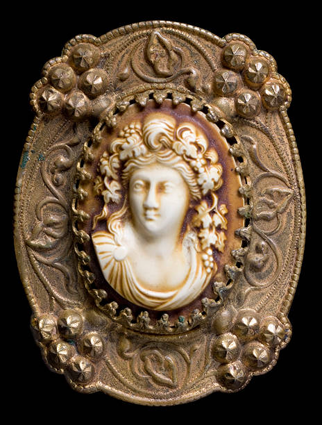 Antique cameo brooch (macro) stock photo