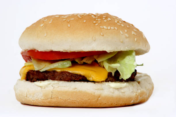 istock A close-up of a cheeseburger on a white background 172219932