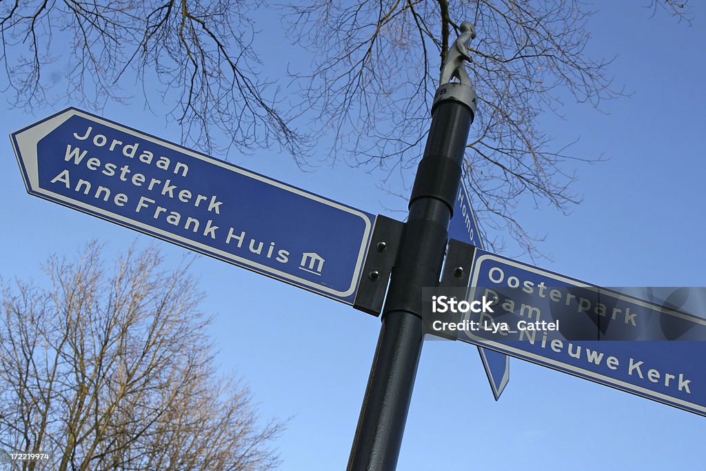 Amsterdam, señal de dirección - Foto de stock de Anne Frank libre de derechos