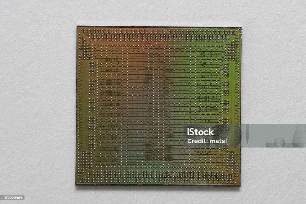 Macro de um microchip descalços - Foto de stock de CPU royalty-free