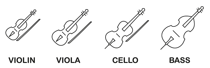 Symphonic Stringed Instruments Set Of Symphonic String Musical Instruments Set Of Stringed Instruments ...
