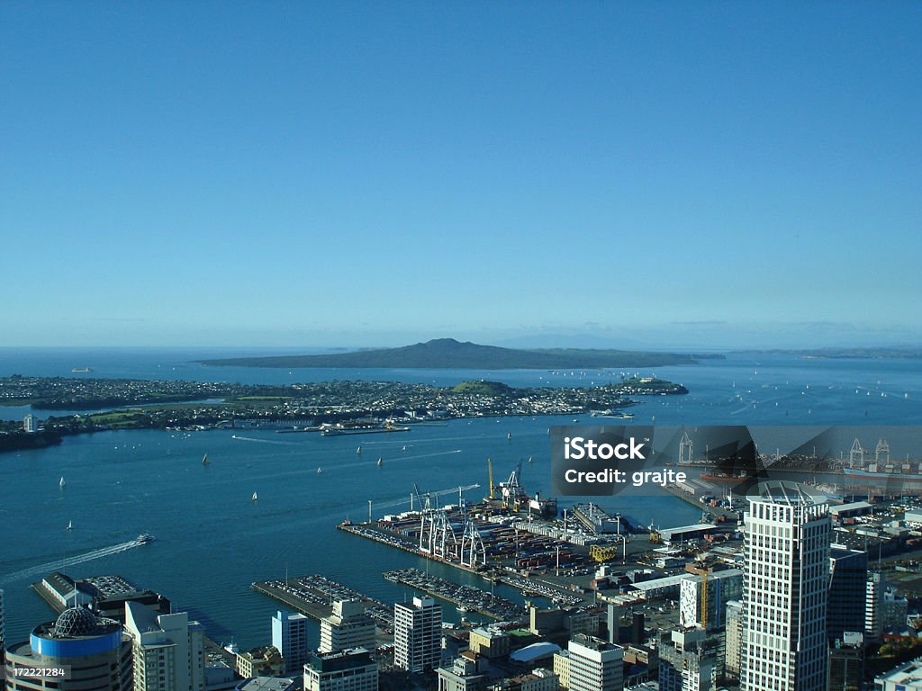 Puerto de Auckland y Rangitoto - Foto de stock de Aire libre libre de derechos