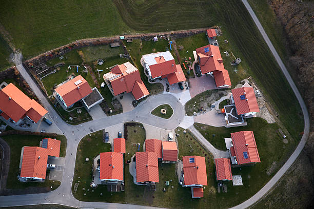 Residential area from above stock photo