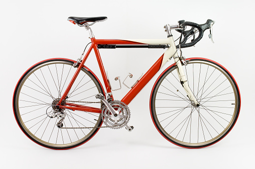 Road bike isolated on a white background.