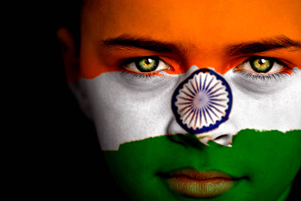 ragazzo indiano - indian flag foto e immagini stock