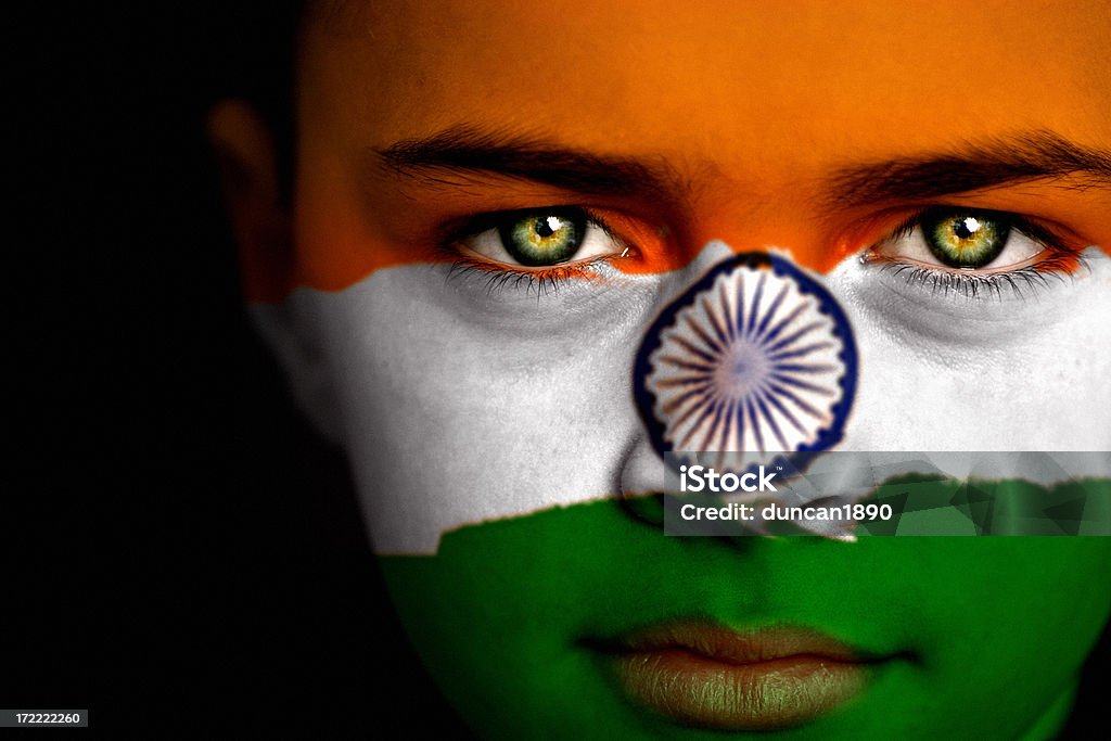 Rapaz índio - Royalty-free Bandeira da Índia Foto de stock