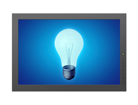 LCD TV with blue light bulb on screen.You may also like
