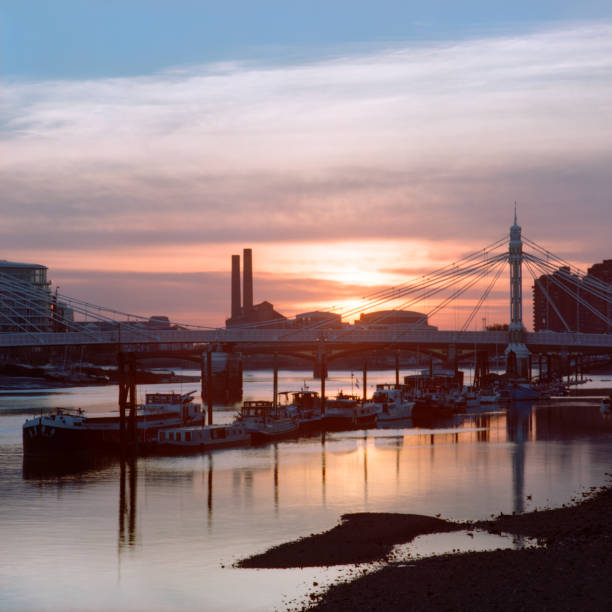 istock Sunset Over Albert Bridge in London, England 172223322