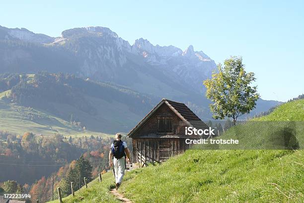 Trekking In Appenzell 2 Stock Photo - Download Image Now - Hiking, Hut, Log Cabin