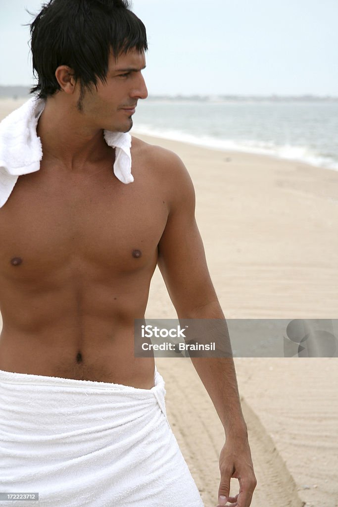 Homem na praia - Royalty-free Abdómen Foto de stock