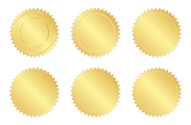 istock Set of gold seals, label, badge, certificate. Vector illustration 1722239588
