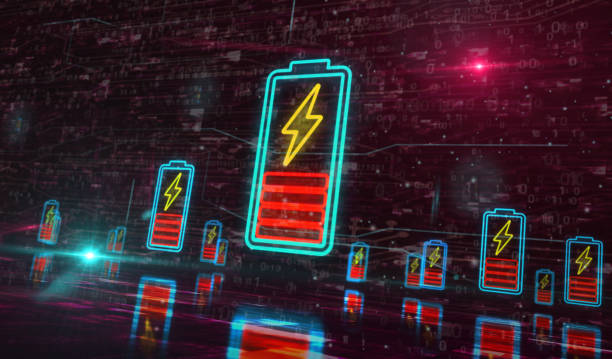 istock Battery charging energy symbol digital concept 3d illustration 1722241928