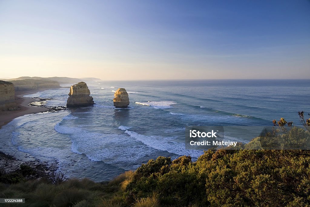 The Twelve Apostles, Victoria, Australia "The famous Twelve Apostles rock formation on the Great Ocean Road, Victoria, Australia" Antarctic Ocean Stock Photo