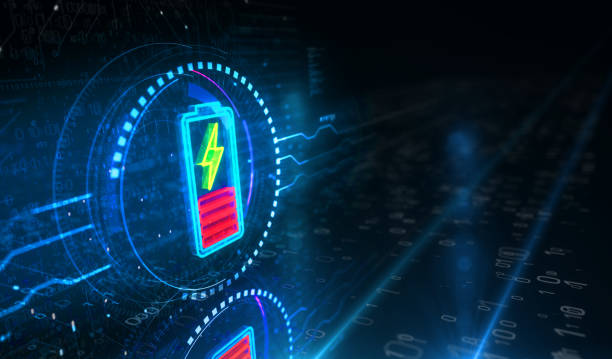 istock Battery charging energy symbol digital concept 3d illustration 1722244622