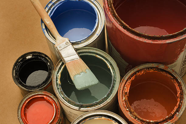 istock Paint Cans with Paintbrush, Latex Colors for Home Improvement, Decorating 172225228
