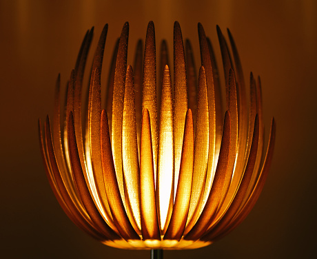 Lamp in the shape of a lotus flower.