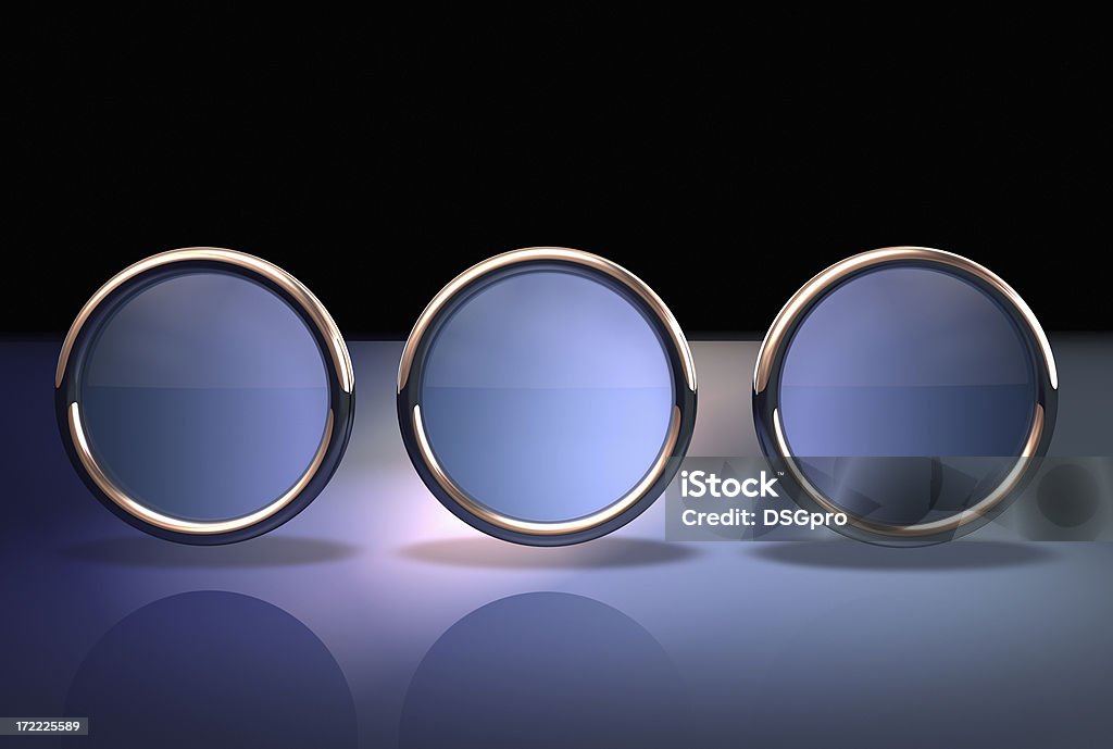 Abstract button three Three empty circles for your design. Blue Stock Photo