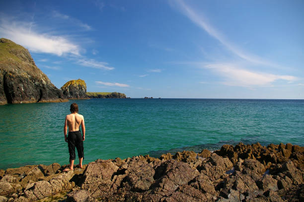 Castaway stranded on an island stock photo