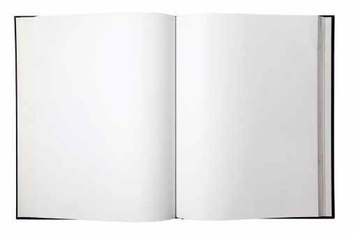 An open book with blank white pages