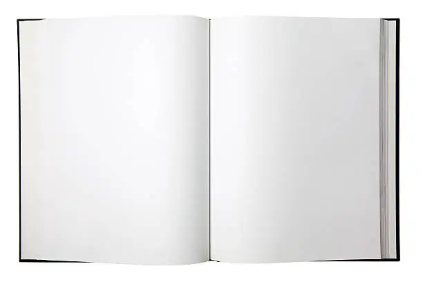 An open book with blank white pages