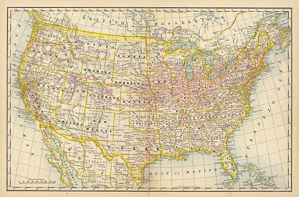 stary mapa ameryki - mapy vintage stock illustrations