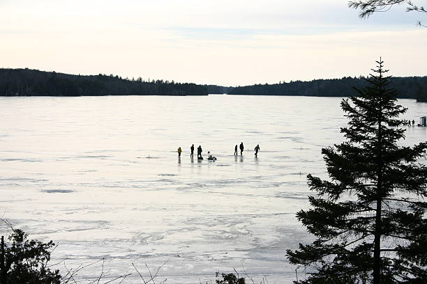 Family ice fishing