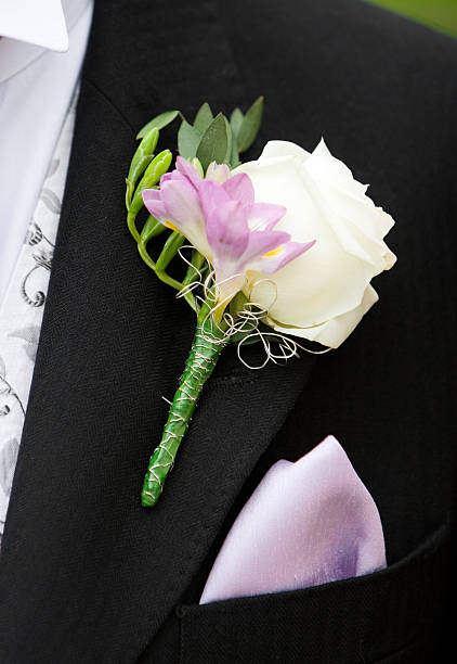 istock White Wedding Button Hole with waistcoat and kerchief 172227147