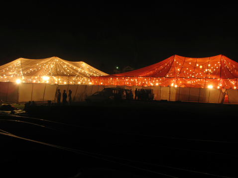 Two canopies tent set for wedding ceremony.
