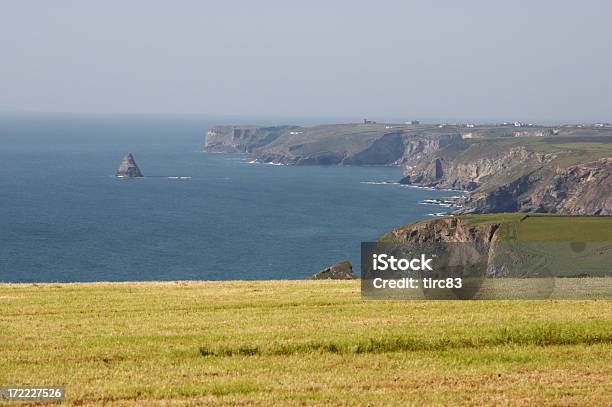 Gallina Cornish Vista A La Costa Foto de stock y más banco de imágenes de Acantilado - Acantilado, Arena, Bahía