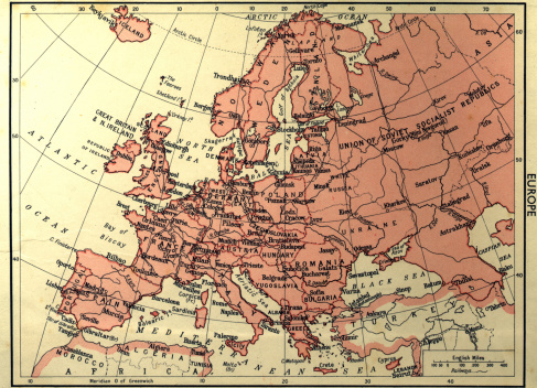 an old worn map of europe faded and aged paper