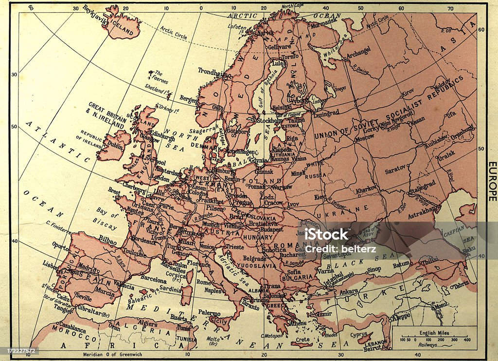 old worn map of europe an old worn map of europe faded and aged paper Map Stock Photo