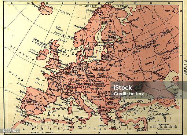 Old Worn Map Of Europe Stock Photo - Download Image Now - Map, Former Soviet Union, Old-fashioned