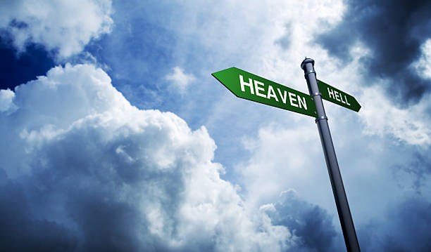 droga do nieba xxl - heaven hell road sign sign zdjęcia i obrazy z banku zdjęć