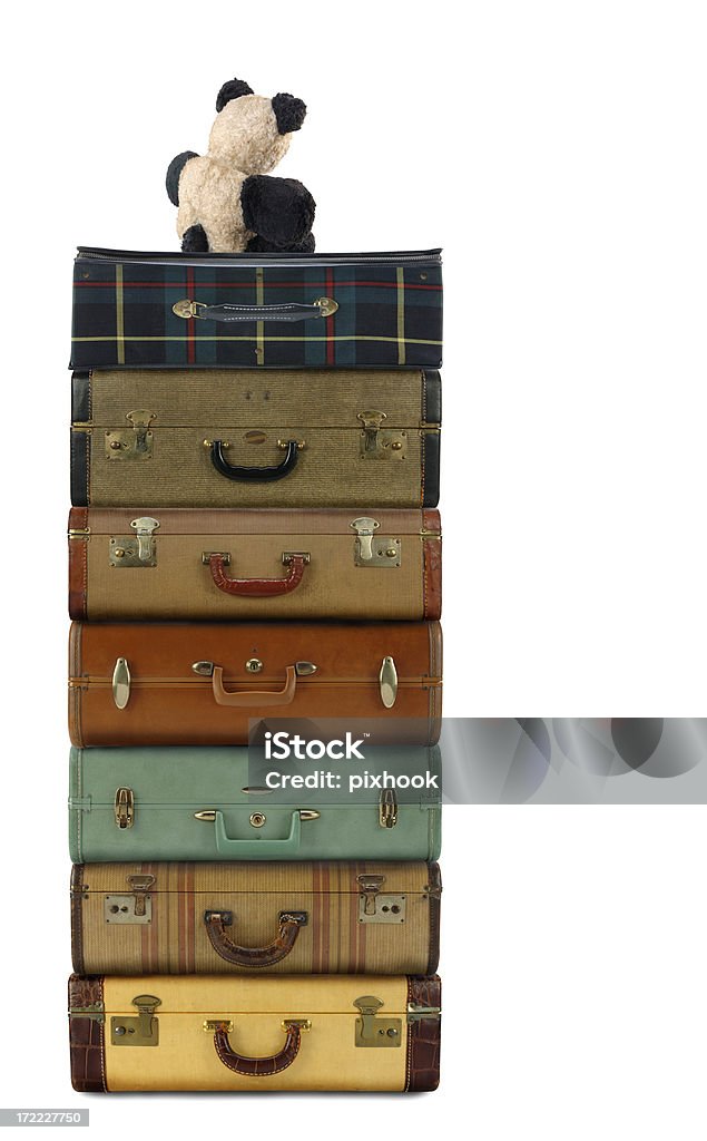 Багаж с Teddy - Стоковые фото Белый фон роялти-фри