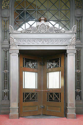 Entrance to a bank, office building or a club, Shanghai, China.