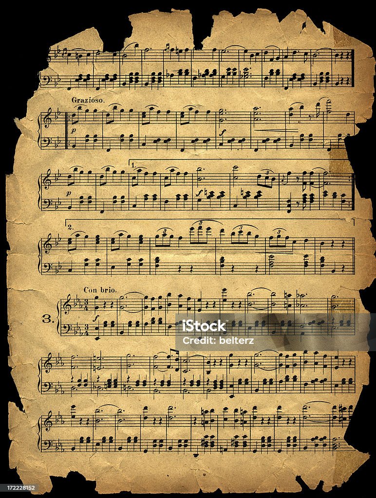 Envelhecido desgastado folha de música - Foto de stock de Pauta de Música royalty-free