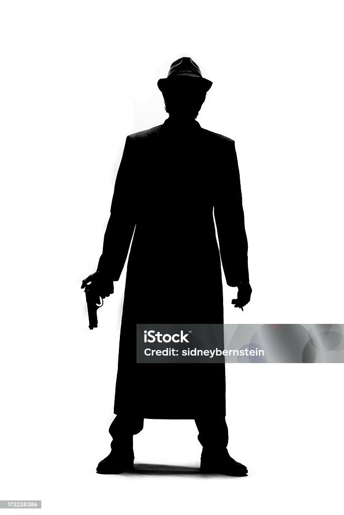 Sagoma di gangster - Foto stock royalty-free di Sagoma - Controluce