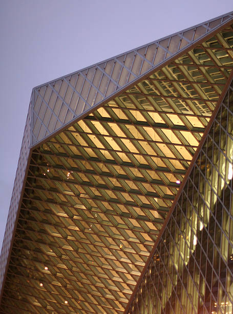 Seattle Public Library Roofline at Dusk