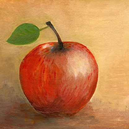 red apple - my own painting, scanned
